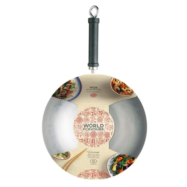 Kitchen Craft Wokkipannu 30cm, hiiliteräs